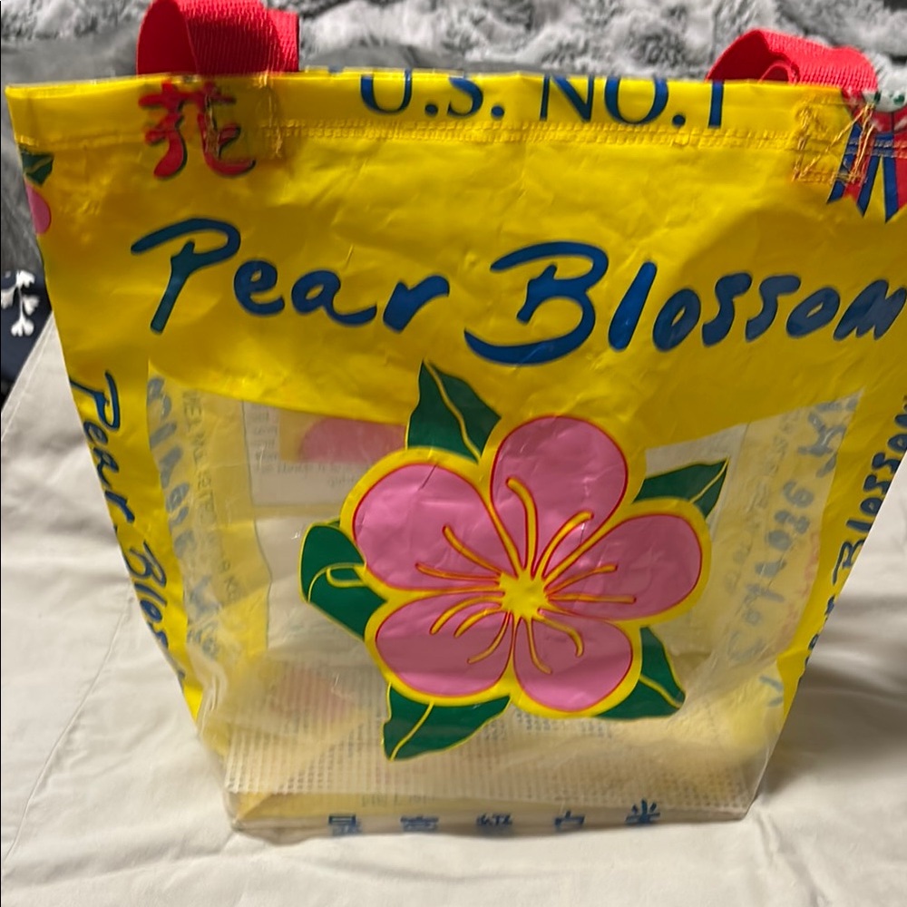 Handmade Pear Blossom Yellow Tote rice bage